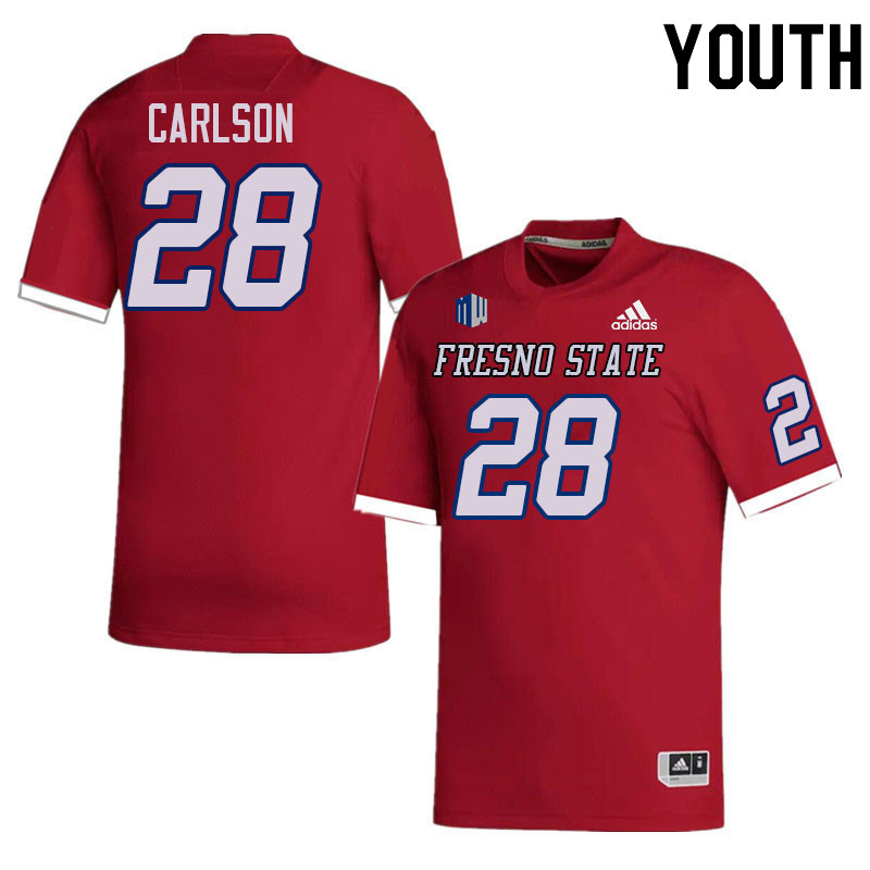 Youth #28 Drew Carlson Fresno State Bulldogs College Football Jerseys Stitched-Red